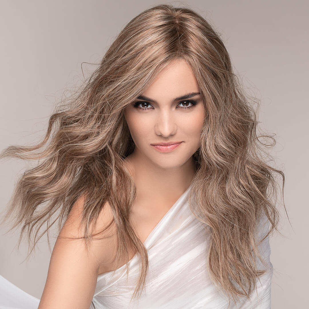 Bild med nio småbilder med kvinnor i peruker i olika frisyrer från Ellen Wille